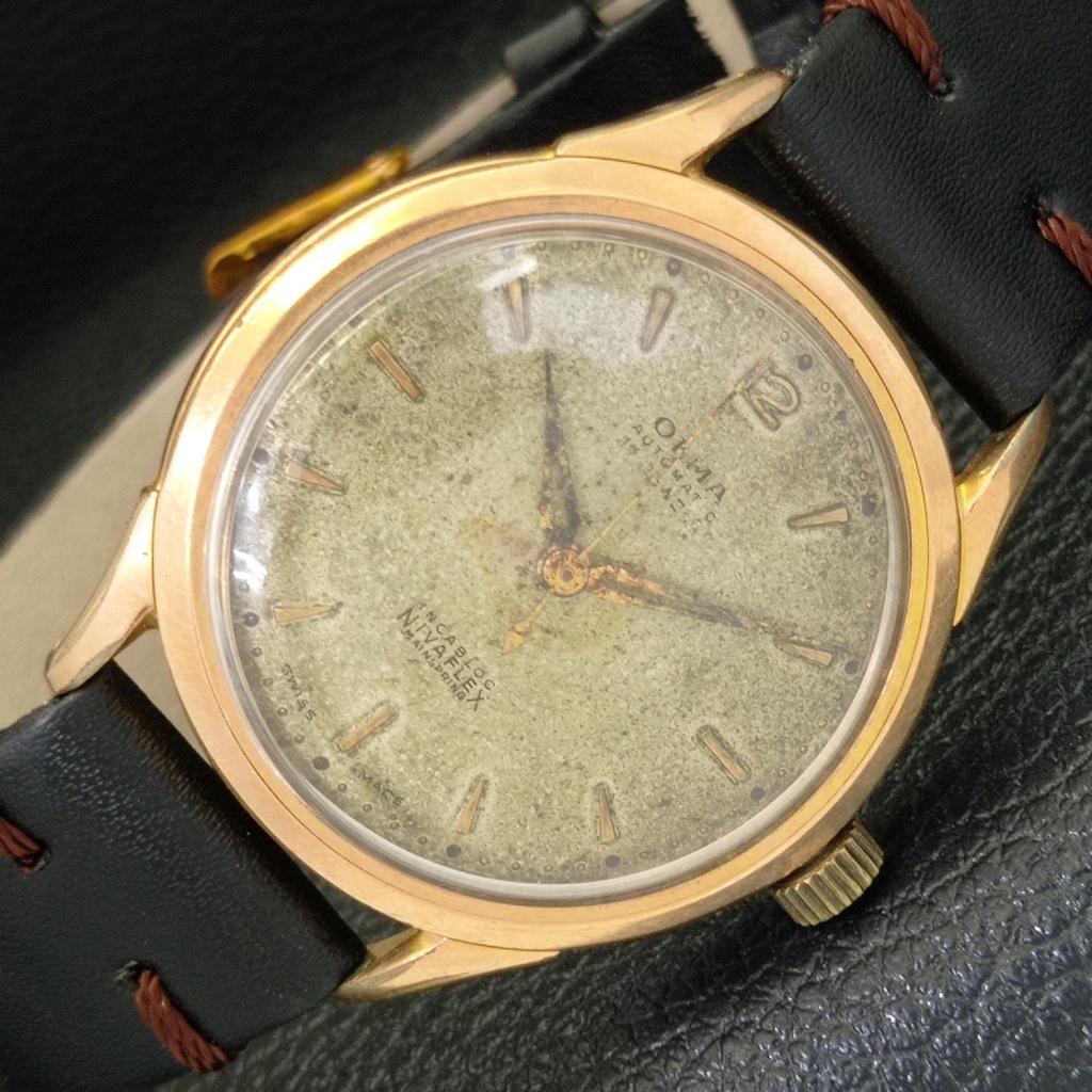 Б/у OLMA INCABLOC AUTOMATIC SWISS MENS ОРИГИНАЛЬНЫЕ ЧАСЫ С ЦИФЕРБЛАТОМ a432782-2 beige Vintagewatches