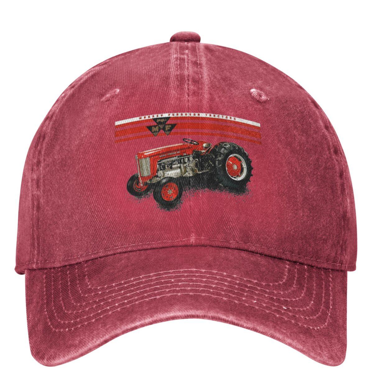 Трактор Сельское хозяйство Логотип Выстиранная Бейсболка Massey Ferguson Уличный Стиль Хип-Хоп Папины Кепки Летняя Унисекс Мужская Кепка Snapback для Тренажерного Зала One Size pink EUROLA CAP