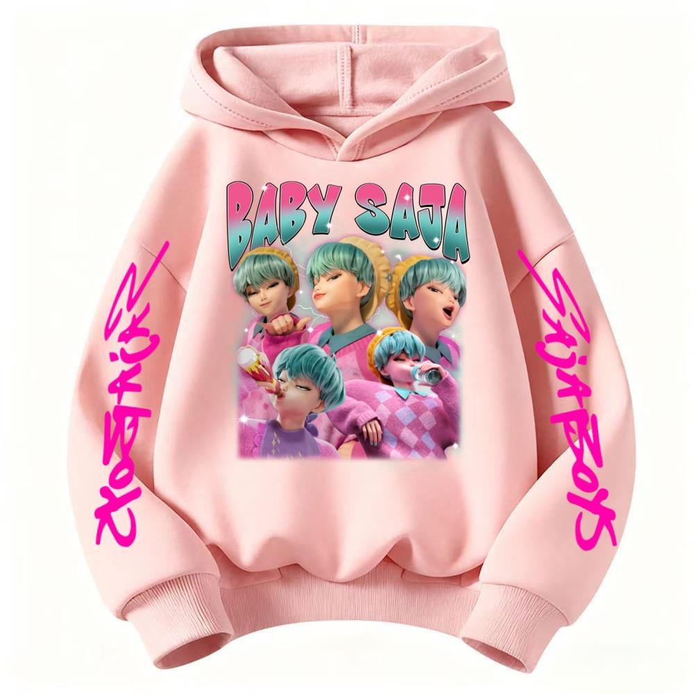 Kpop Охотник на демонов BABY SAJA Спортивная одежда Детский Худи Повседневная Мода Осень/Зима Мальчики и Девочки Удобный Худи Топ 100 розовый QI Event A