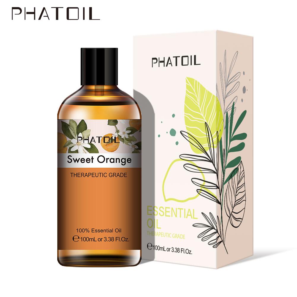 PHATOIL 100 мл эвкалиптового чайного дерева мяты перечной чистое эфирное масло ароматерапия очиститель воздуха лаванда ваниль розовое ароматическое масло для диффузора Sweet Orange gray PHATOIL Essential Oils
