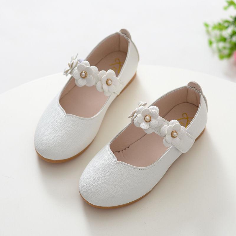 Детские кожаные туфли принцессы - Размеры 3-6: Белый черный Sizes 21-25, order 5 pairs белый the BAY