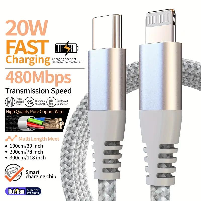Сертифицировано для iPhone 14 13 12 11 Type C - Lightning Кабель для быстрой зарядки для iPad Кабель для передачи данных 1m gray YTO phone case