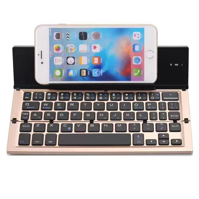 Складная алюминиевая Bluetooth-клавиатура и мышь для устройств iOS, Android, Windows золотой Polaris star