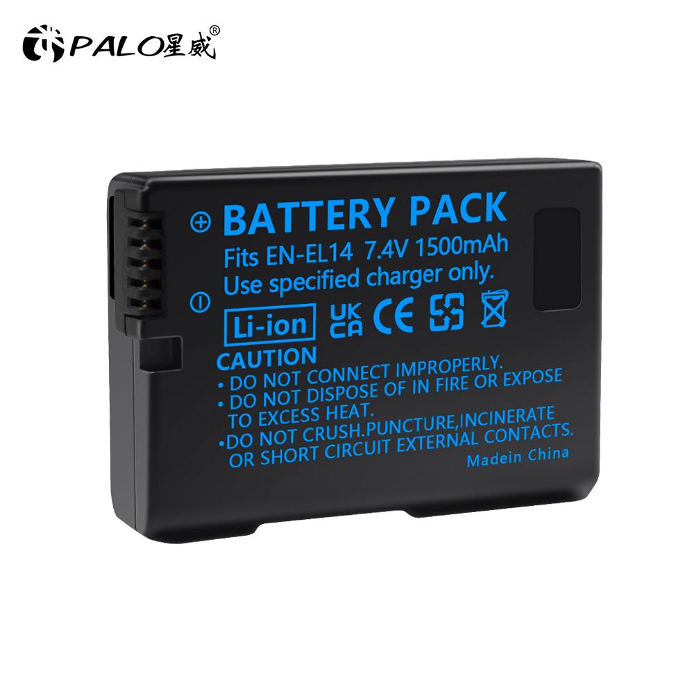 Palo EN-EL14 EN-EL14a ENEL14 EN EL14 EL14a Аккумулятор + ЖК-зарядное устройство с двумя USB-портами для Nikon D3100 D3200 D3300 D5100 D5200 D5300 black