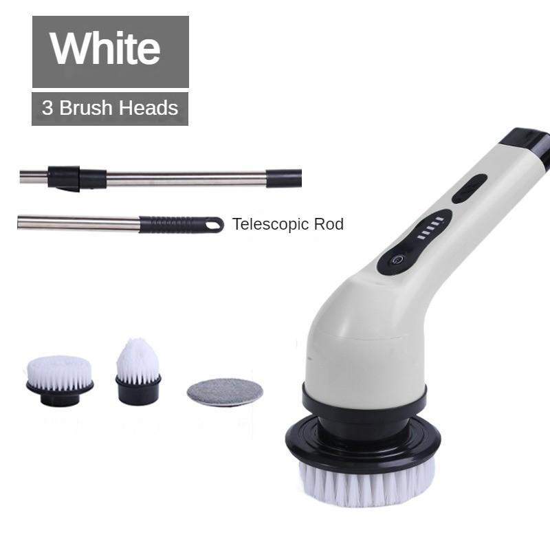 Multifunctional Wireless Electric Cleaning Brush Household Kitchen Spin Scrubber Handheld Powerful Cleaning Tool white Crown Global