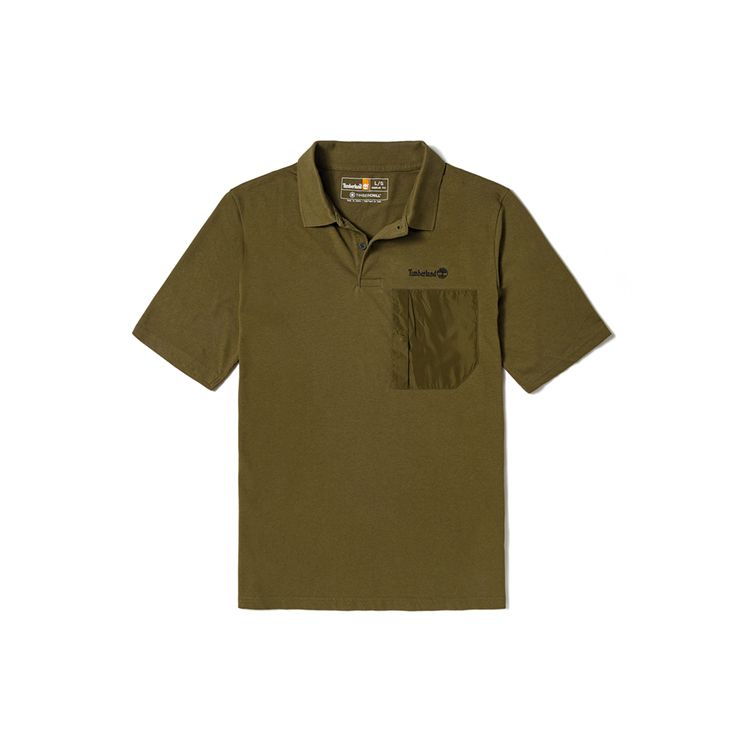 Timberland UV Protection Moisture-Wicking Polo Men tops Dark-Olive-Green A2NAX-302 XL brown