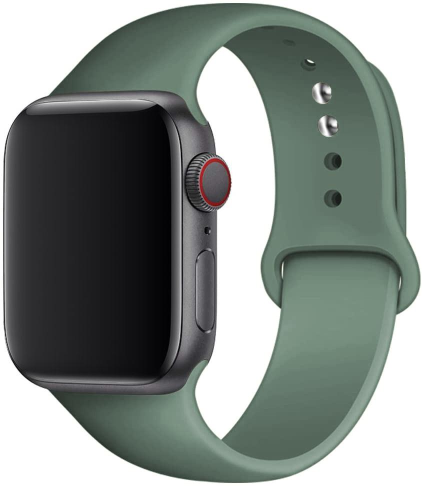 Силиконовый ремешок для Apple Watch Band SE-10 42/46 мм 44/45 мм 38/40/41 мм браслет iwatch серии 9 8 7 6 5 4 3 ultra 2 49 мм 38  40 41 mm S-M сосна зеленый j-3C