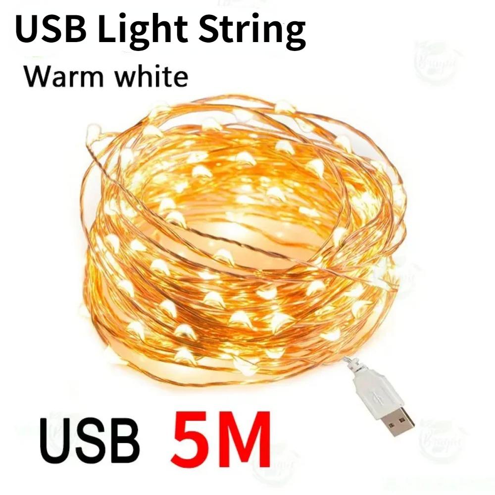 6,5M30LED солнечный гирляндный светильник, уличный водонепроницаемый рождественский декор, 30 лампочек, ретро, ​​кемпинговая палатка, гирлянда, садовая вечеринка, сказочная лампа USB-5M beige YH-Home & Kitchen