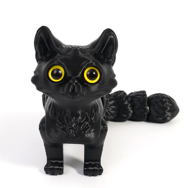 3D-печатные милые кошечки с подвижными суставами, игрушка-антистресс для рабочего стола, фигурка для детей, подарок для взрослых и детей. black Phone Case CSWO02
