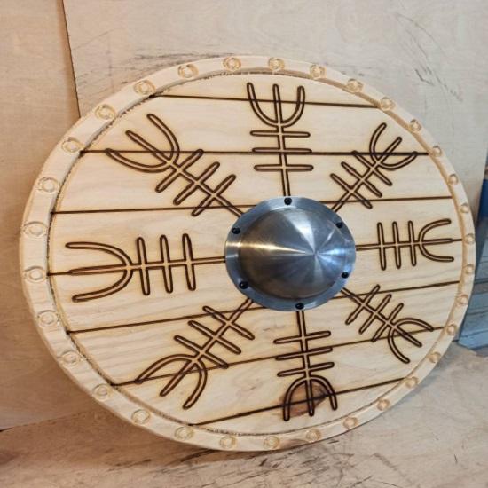 Полноразмерный 60,96 см VIKINGS SHIELD Массив дерева, сталь gray ROYAL HANDICRAFT