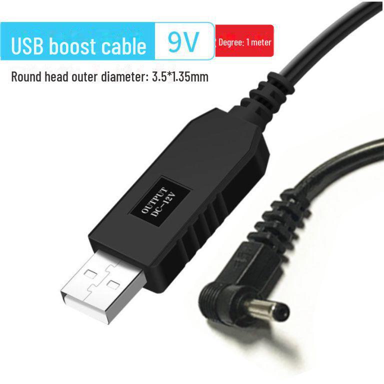 Кабель USB to DC5521 Elbow 5V-12V Round Head Boost для зарядки аккумулятора 9V 9V 35135 elbow 1 meter 12W black Computer boost