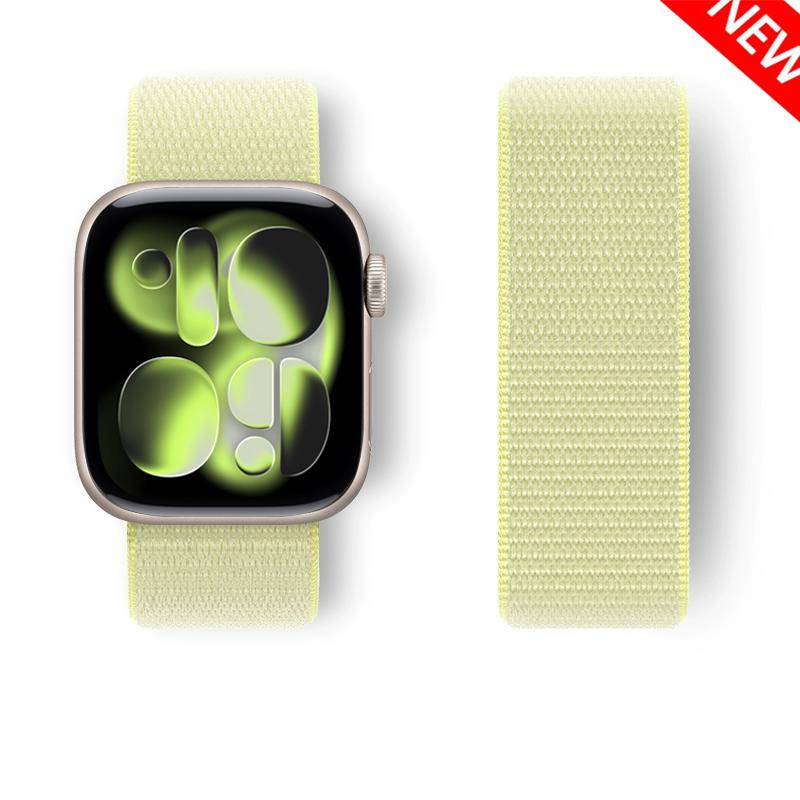 Нейлоновая петля для ремешков Apple Watch 44 мм 40 мм 49 мм 41 мм 45 мм 46 мм correas Браслет iWatch Серия 7 6 4 5 3 se 8 9 ultra 2 10 Ремешок S10-46 42 44 45 49mm неоновый жёлтый Auto Home Solutions