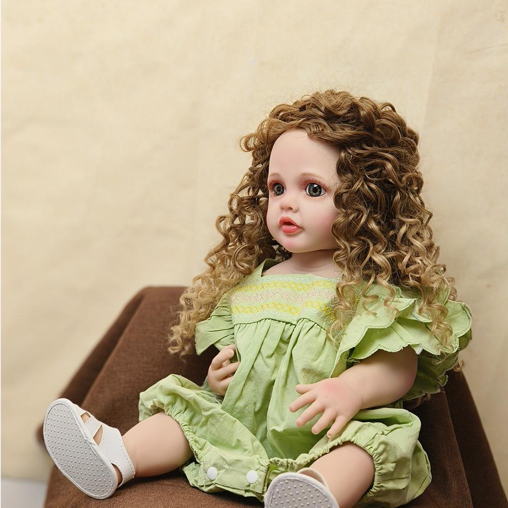 22-дюймовая кукла-младенец Reborn Baby Doll, полное тело, силиконовая водонепроницаемая, малышка, 55 см, девочка, кукла, принцесса, реалистичная, мягкая, сенсорная игрушка, рождественский подарок brown Athendoll Zone