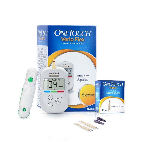 Система мониторинга уровня глюкозы в крови OneTouch Verio Flex (10 бесплатных тест-полосок + устройство для прокалывания + 10 ланцетов) blue