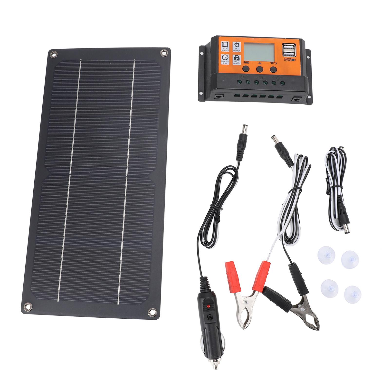 60W Solar Panel Controller Kit Monocrystalline Silicon Solar Panel Charger 12V 24V 100A Controller gray Health & Beauty PRODUCT