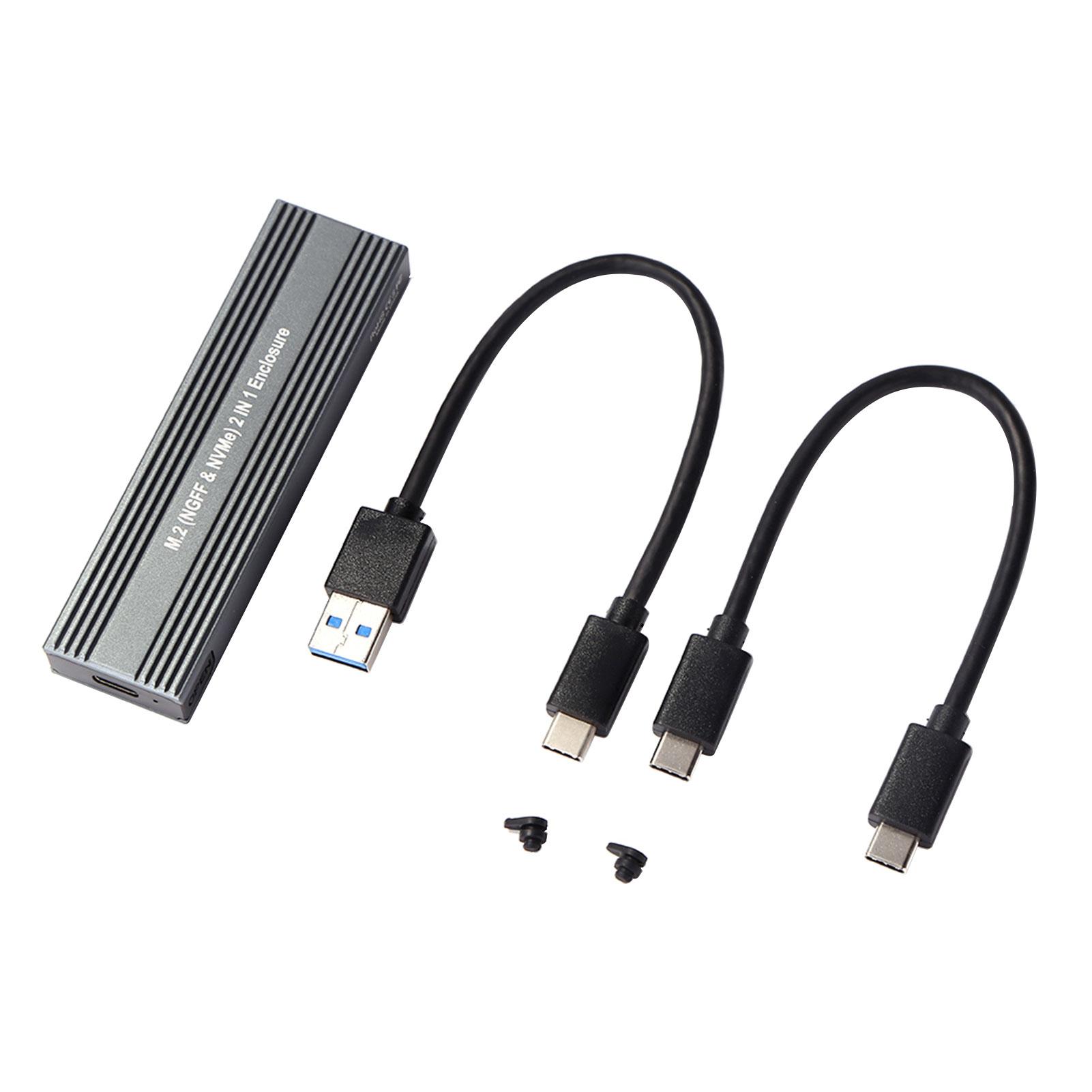 Корпус SSD M2 Корпус NVME Адаптер SSD M.2 к USB Type C 3.1 для двойного протокола NVME PCIE NGFF SATA чёрный TOMTOP JMS