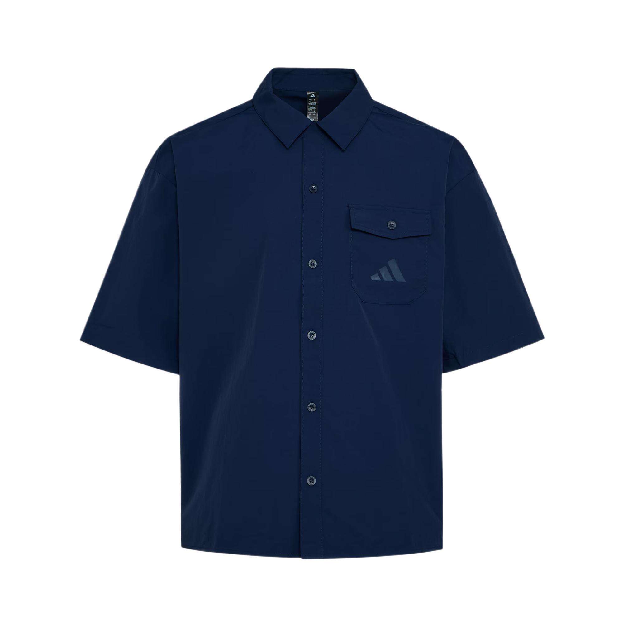 Рубашки Adidas Унисекс Темно-синий Лацкан Умеренный KR5077 L black