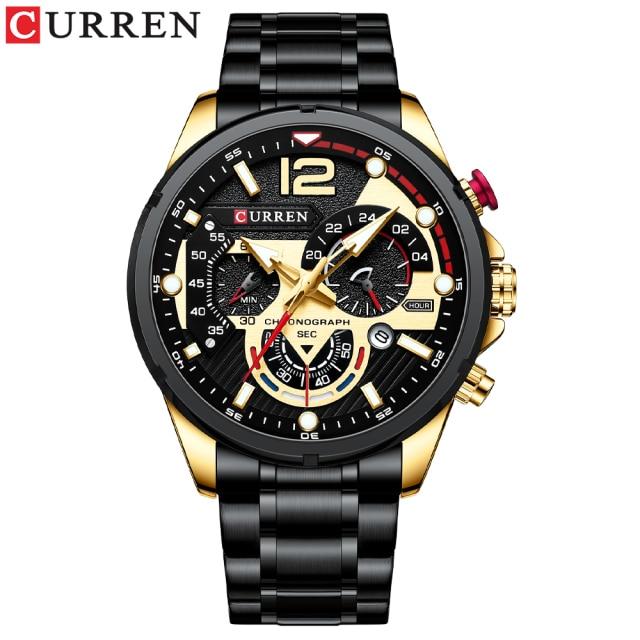 CURREN новые зеленые мужские часы, лучший бренд, роскошные кварцевые часы из нержавеющей стали, мужские спортивные часы с датой, мужские часы, водонепроницаемые наручные часы золотой