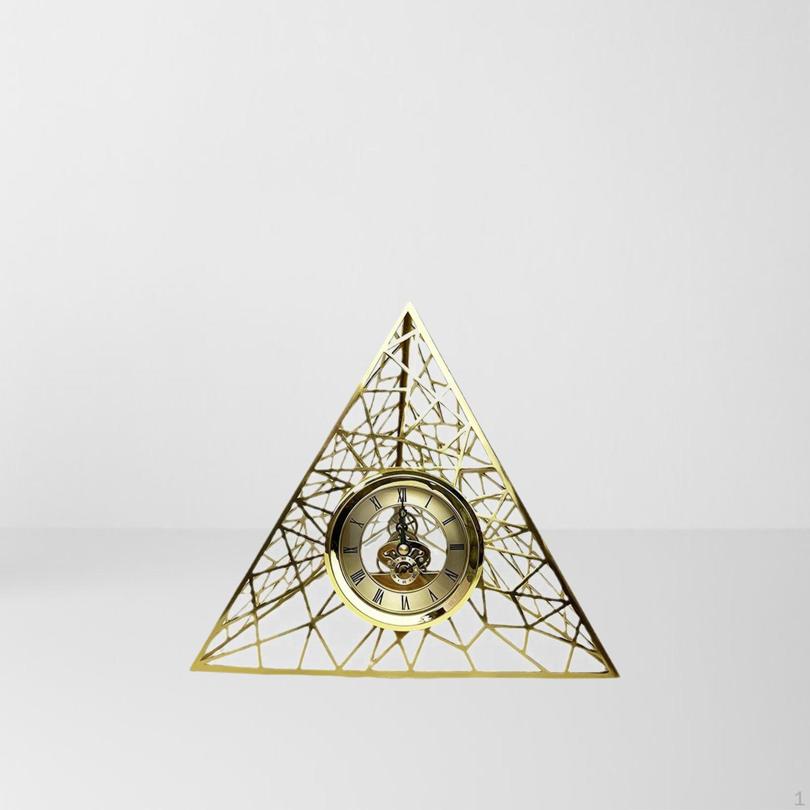 Треугольные металлические бесшумные часы, настольная новинка, железный домашний декор, стильное настольное украшение beige Love DIY