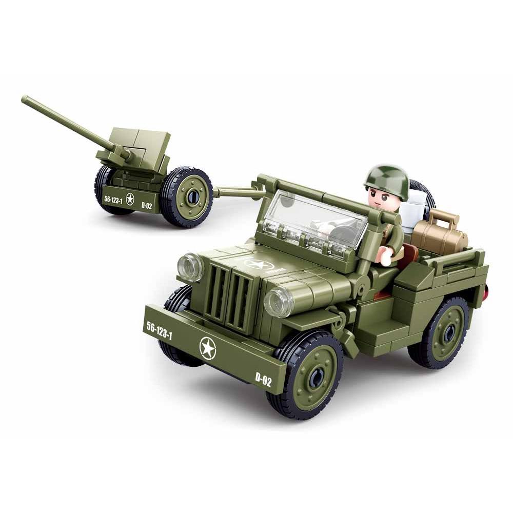 143 шт. B0853 WW2 армия Willys Jeep модель Building Block игрушечные лошадки детские кирпичи военная конструкция подарок для мальчиков gray MagicMonkey