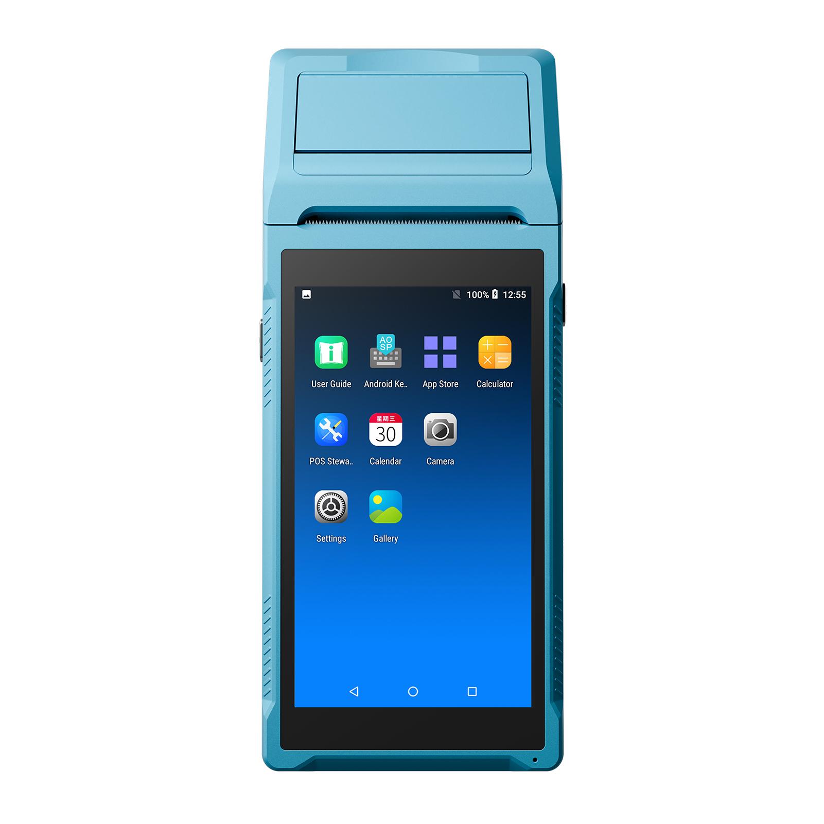 Для Android 11.0 PDA Ручной POS-терминал 2D Сканер штрих-кода Сборщик данных 4G WiFi BT Мобильный с 58мм термопринтером blue KONNWEI