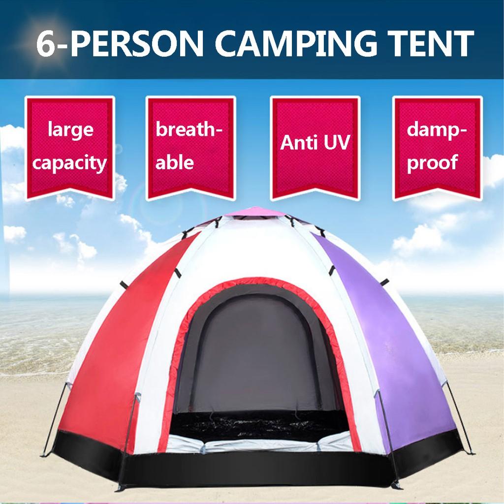 6-местная мгновенная палатка Pop-Up палатка для кемпинга Набор для пешего туризма Рыбалка Установка за секунду Переноска Новая red The Romantics
