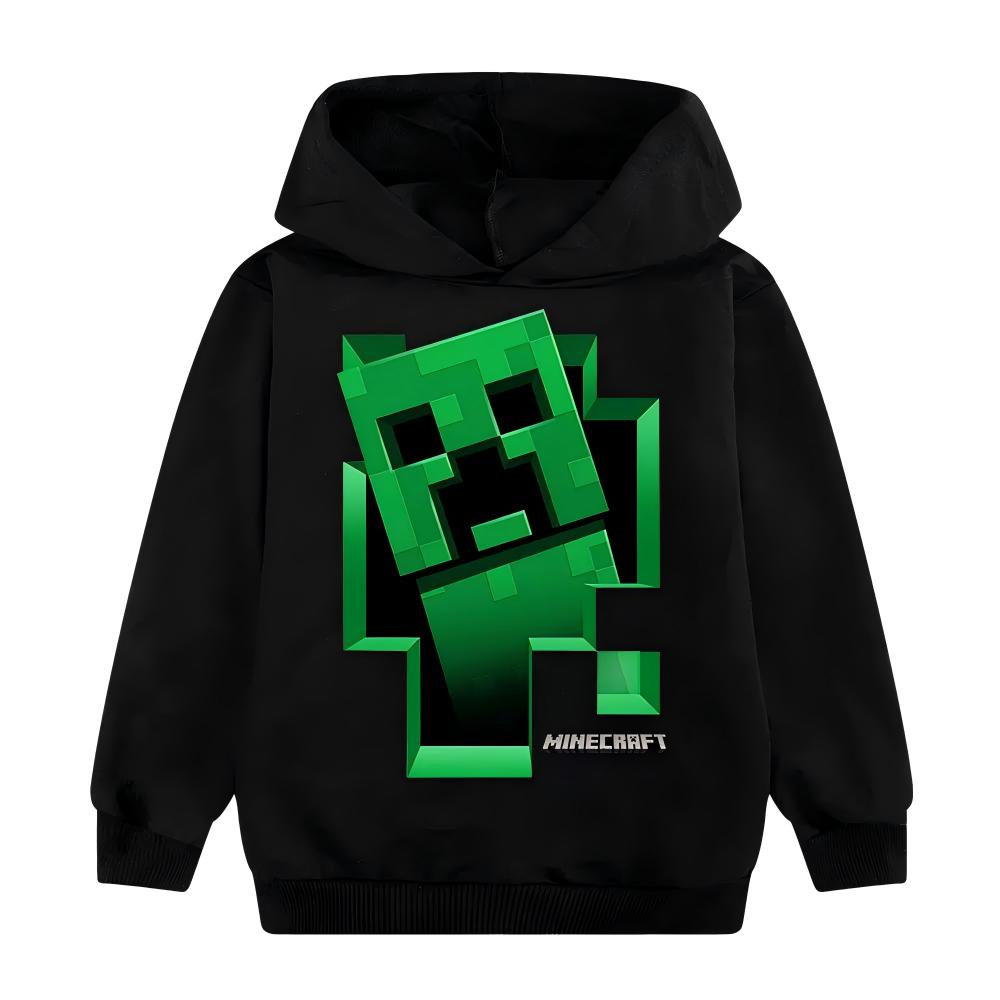 Детский худи спортивный костюм Creeper Худи для мальчиков Штаны Набор из 2 предметов Принт Minecraft HD Игра Детский набор худи Набор худи для мальчика девочки Полиэстер 140 black Lianxia Clothing