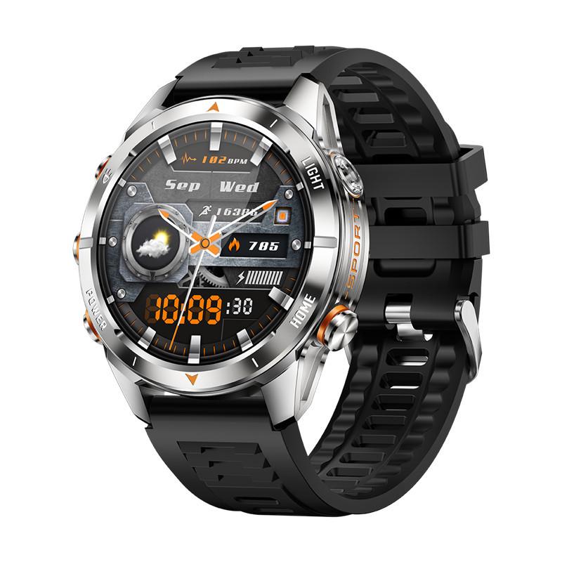 Умные часы KT80: Водонепроницаемость 3 АТМ, Bluetooth-вызовы, 1,53-дюймовый сенсорный экран с фонариком. серебряный GadgetGrip