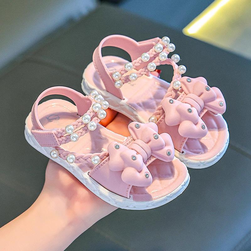 Новые детские сандалии Bow Princess, милые сандалии для девочек 20 розовый XM Shoes