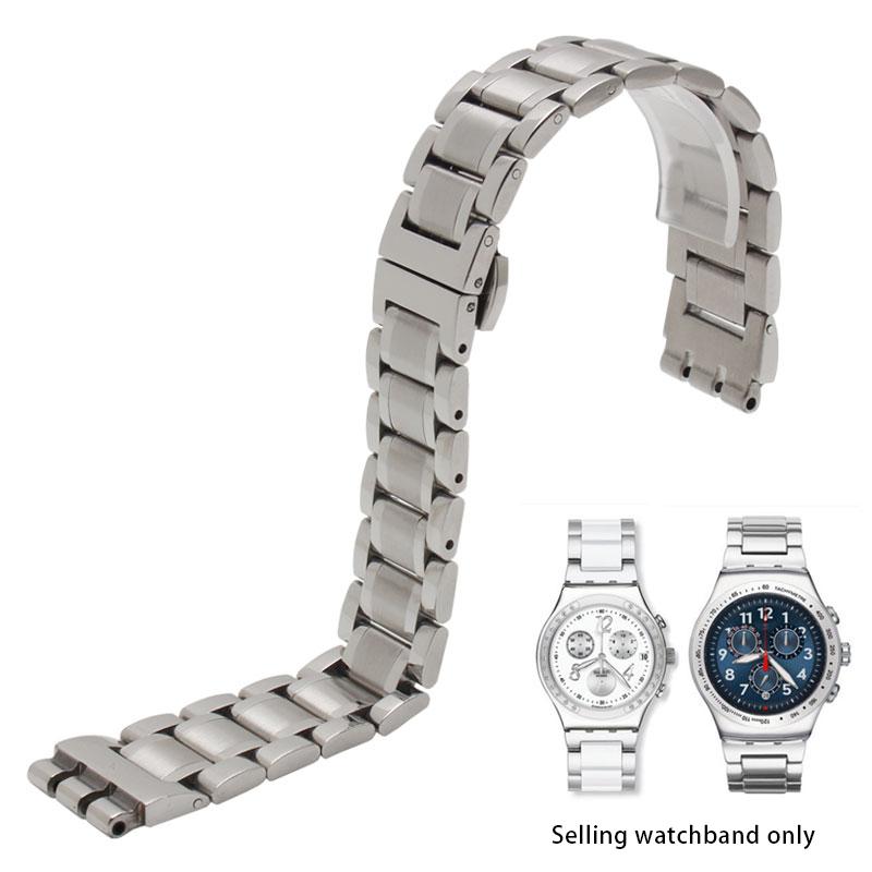 17 мм Для женских часов Swatch Белый керамический браслет Высококачественный ремешок из нержавеющей стали YGS716 YAS100 YLS141 Женский браслет 17mm gray TheHappyNook