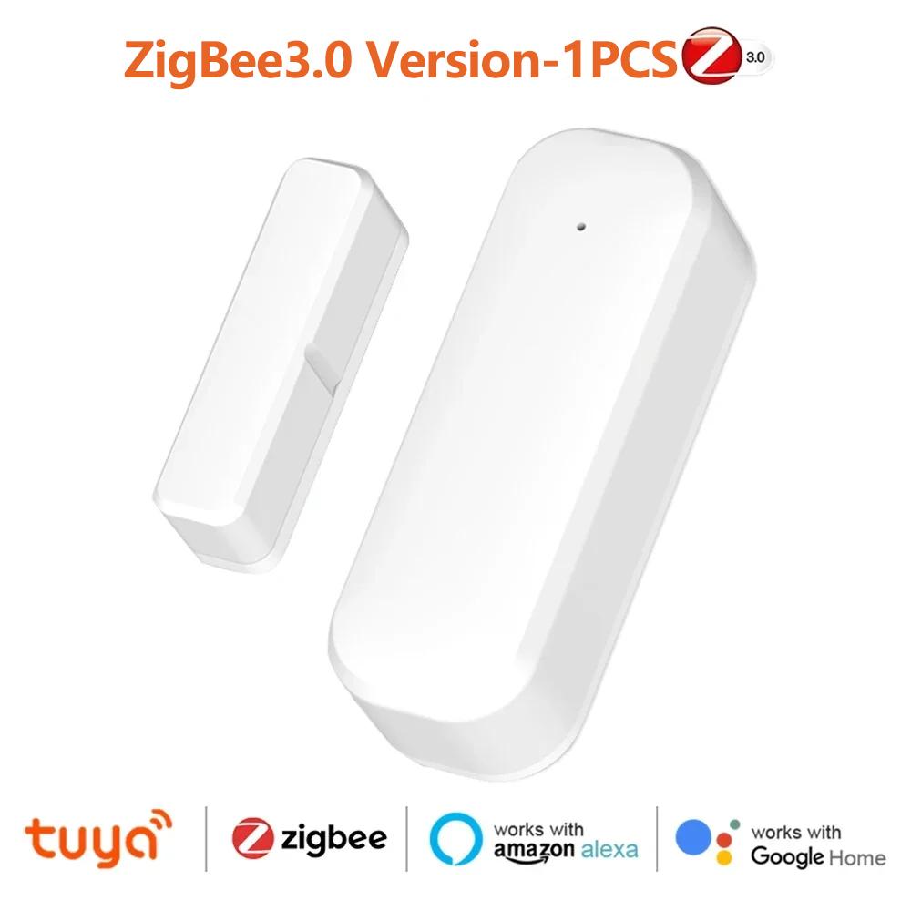 Умный датчик открытия/закрытия двери/окна Tuya ZigBee Беспроводной магнитный детектор сигнализации с удаленным мониторингом через приложение для системы домашней автоматизации безопасности ZIGBEE white saimili