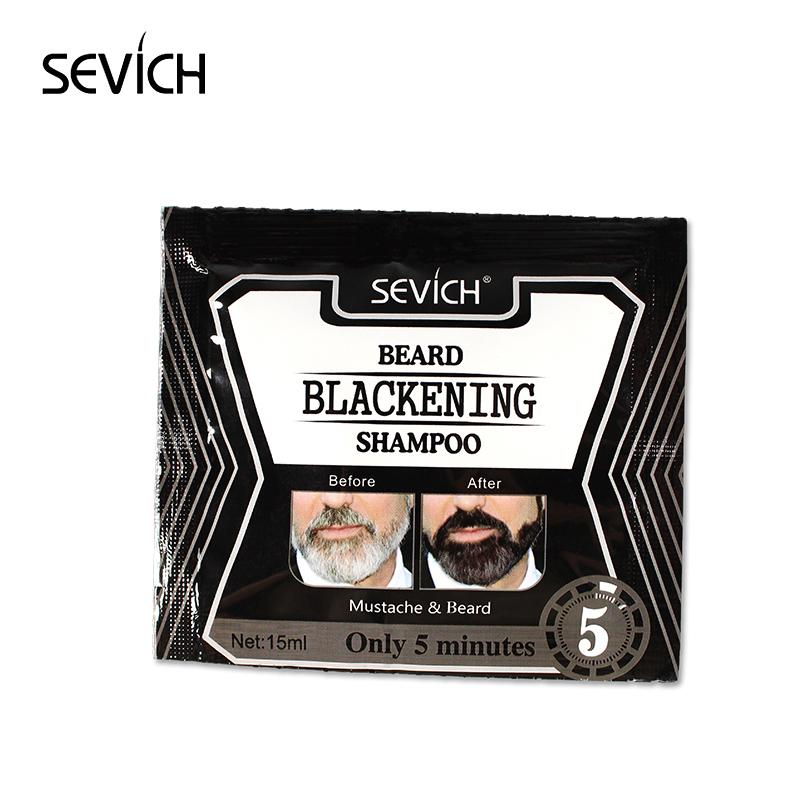 Sevich Men s Beard Hair Color Instant Dye Black Mustache Beard Shampoo 5 пакетиков / 10 пакетов Pack of 5 black