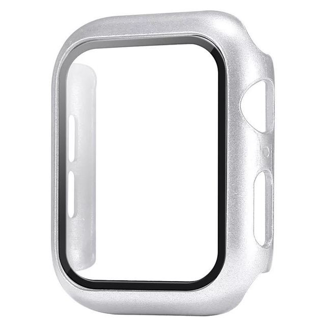 Закаленное стекло + чехол для часов Apple Watch 8 7 6 SE 5 3 4 44 мм 40 мм Защитная пленка для экрана iWatch 5 3 2 42 мм 38 мм чехол-бампер 38mm Series 3 2 1 серебряный Smartwatch Accessories