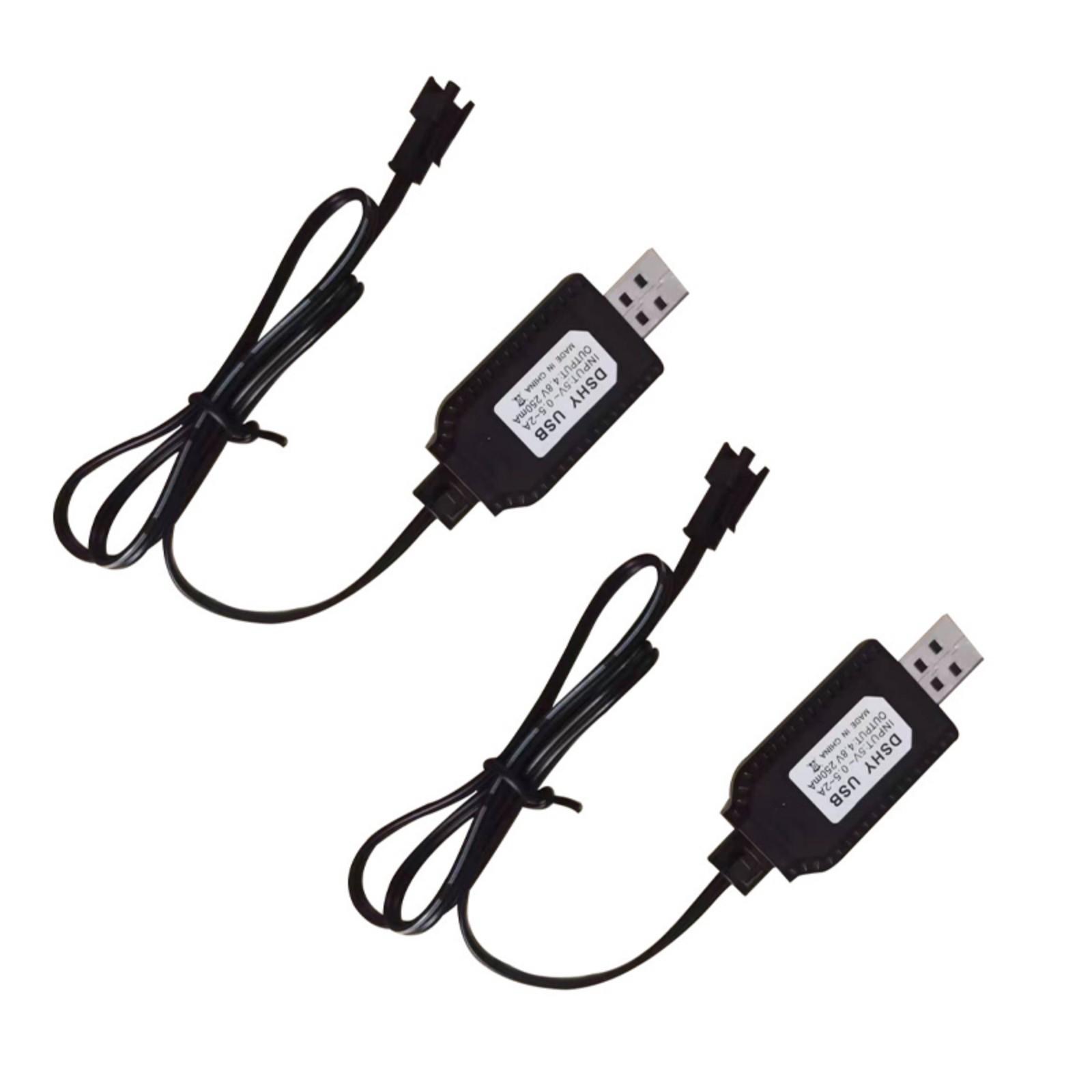 2 шт. Кабель USB-зарядки 4,8 В со штекером разъема SM 2P с защитой от перегрузки для аккумуляторов NiCd NiMh 4,8 В black Scented