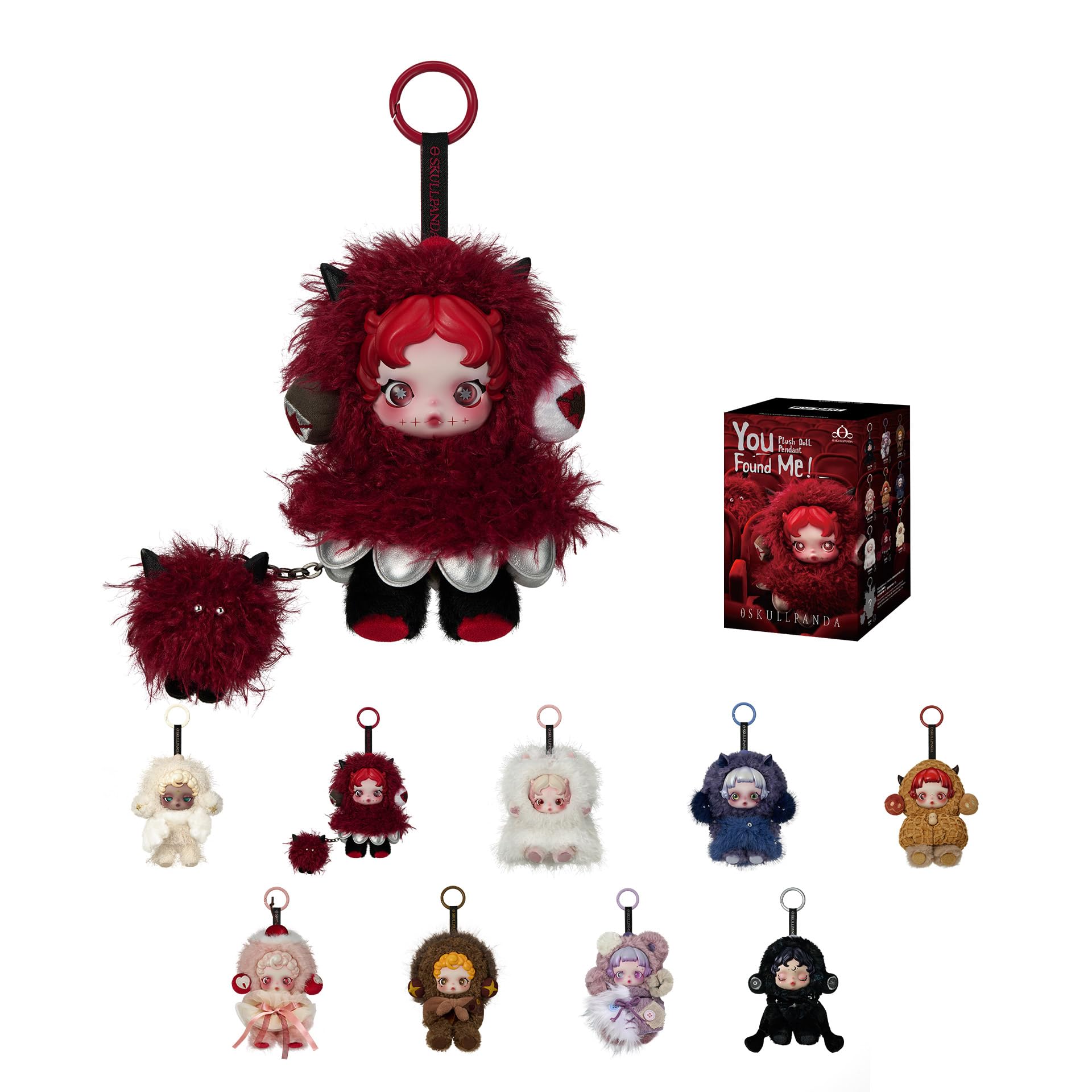 POP MART SKULLPANDA Серия «Ты нашел меня» Плюшевая кукла-подвеска Фигурка из слепой коробки Коллекционная игрушка Праздничный подарок на день рождения для нее, дочери, девочки, мальчика, black