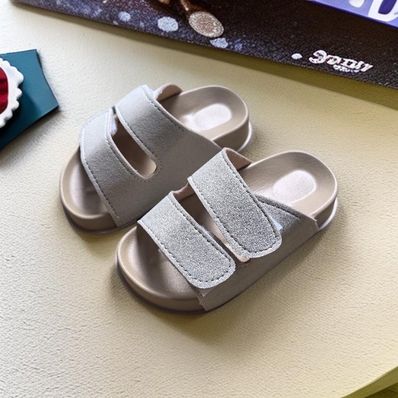 Модные тапочки в стиле Birkenstock на липучках с толстой подошвой для малышей и детей - Летняя уличная обувь 165mm (Size 26-27) абрикосовый Voyex