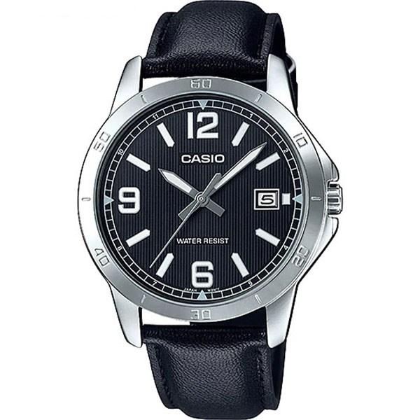 Мужские наручные часы Casio с кожаным ремешком MTP-V004L-1B gray