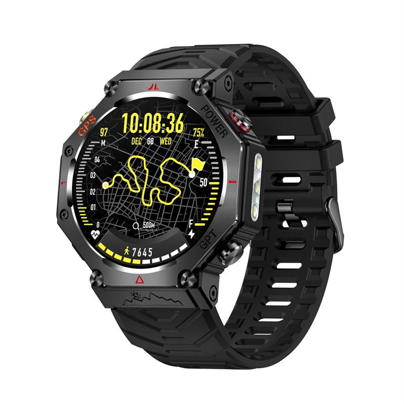 Умные часы KC91 Аккумулятор 530 мАч Светодиодный фонарик Компас Высота Атмосферное давление Bluetooth-звонок Фитнес-трекер Носимые устройства чёрный ESTG