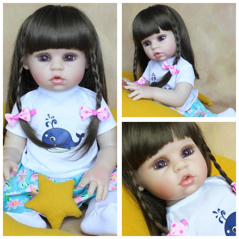BZDOLL 48 см, силиконовая кукла Reborn для всего тела, живая девочка, 19 дюймов, виниловая, для новорожденных, прекрасный подарок на день рождения, детская игрушка для купания, игровой домик Girl-8 white BZDOLL Reborn