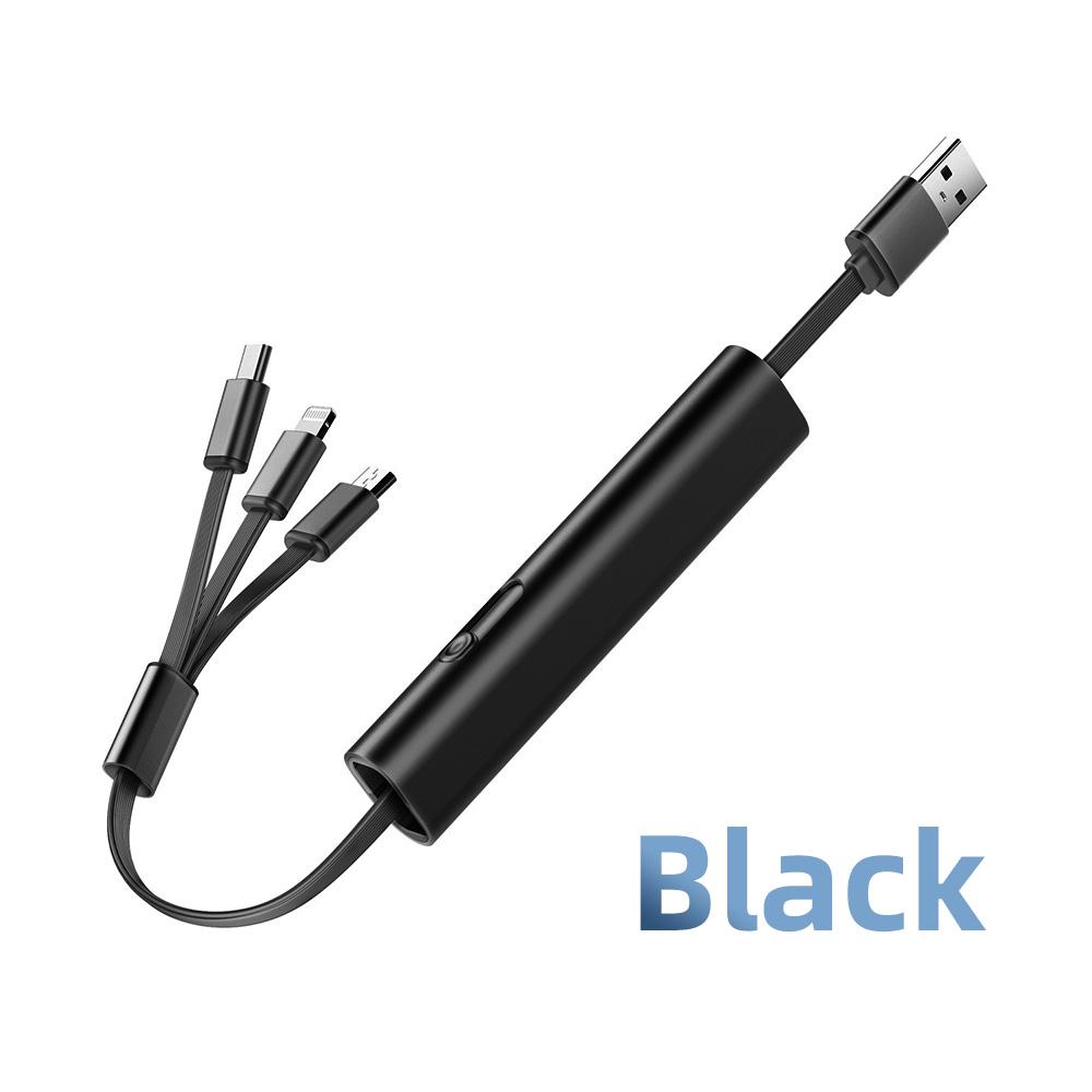 Fonken 3 в 1 USB-кабель для зарядки Кабель USB-Micro USB/Type-C/Lightning Выдвижной зарядный кабель 2.4A Кабель для быстрой зарядки чёрный
