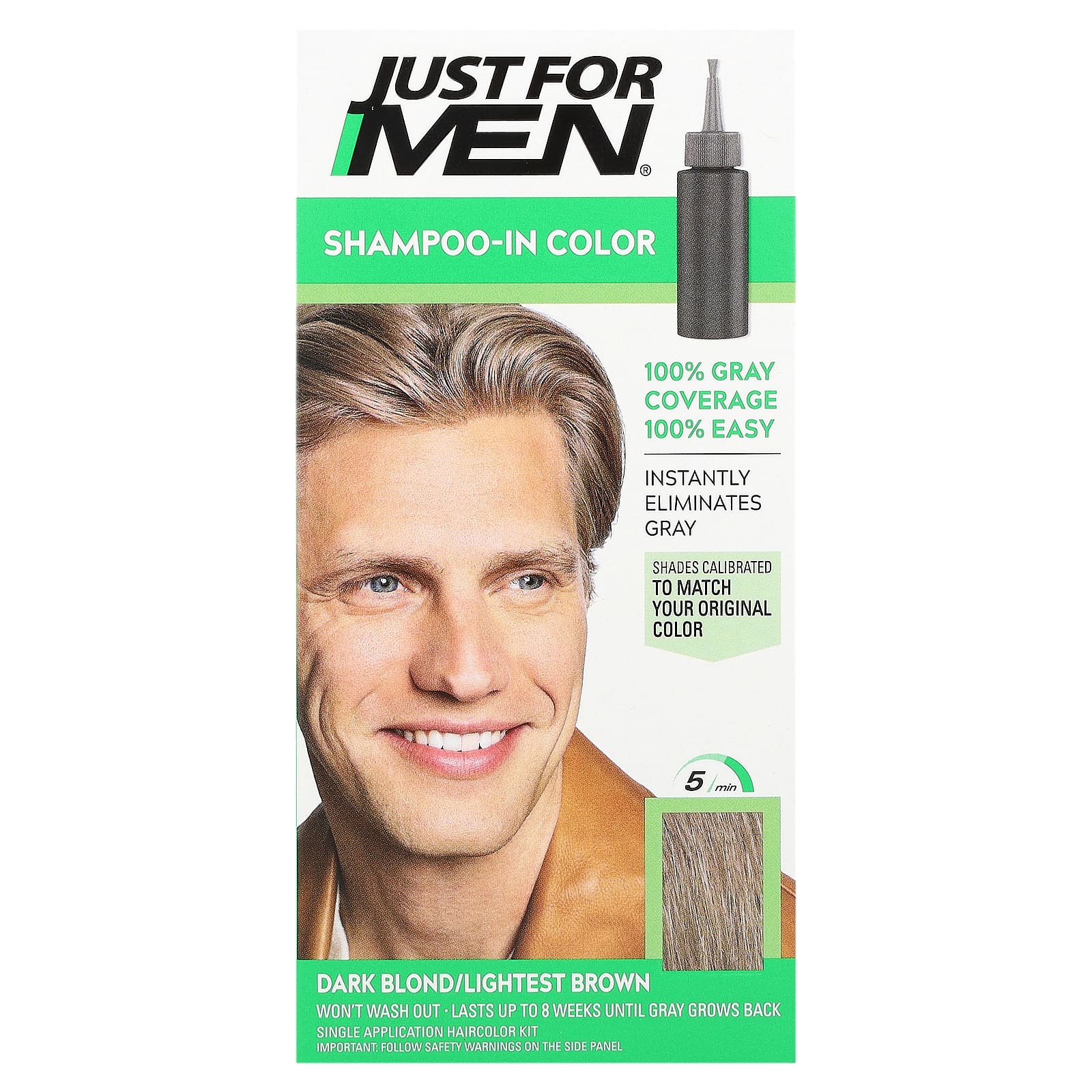 Только для мужчин, набор для окрашивания волос Shampoo in Color, оттенок H-15 Темно-русый/Светло-коричневый, 1 разовое использование beige JUST FOR MEN