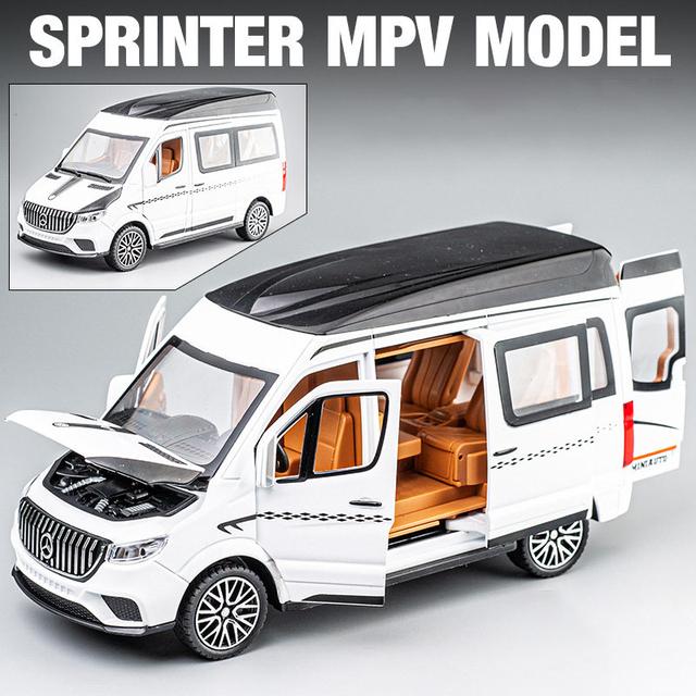 1:24 сплава автобус BenzS Sprinter MPV Van сплав игрушечный автомобиль литья под давлением модель MPV звук свет отступить детский подарок мальчики для игрушек белый GGOOD