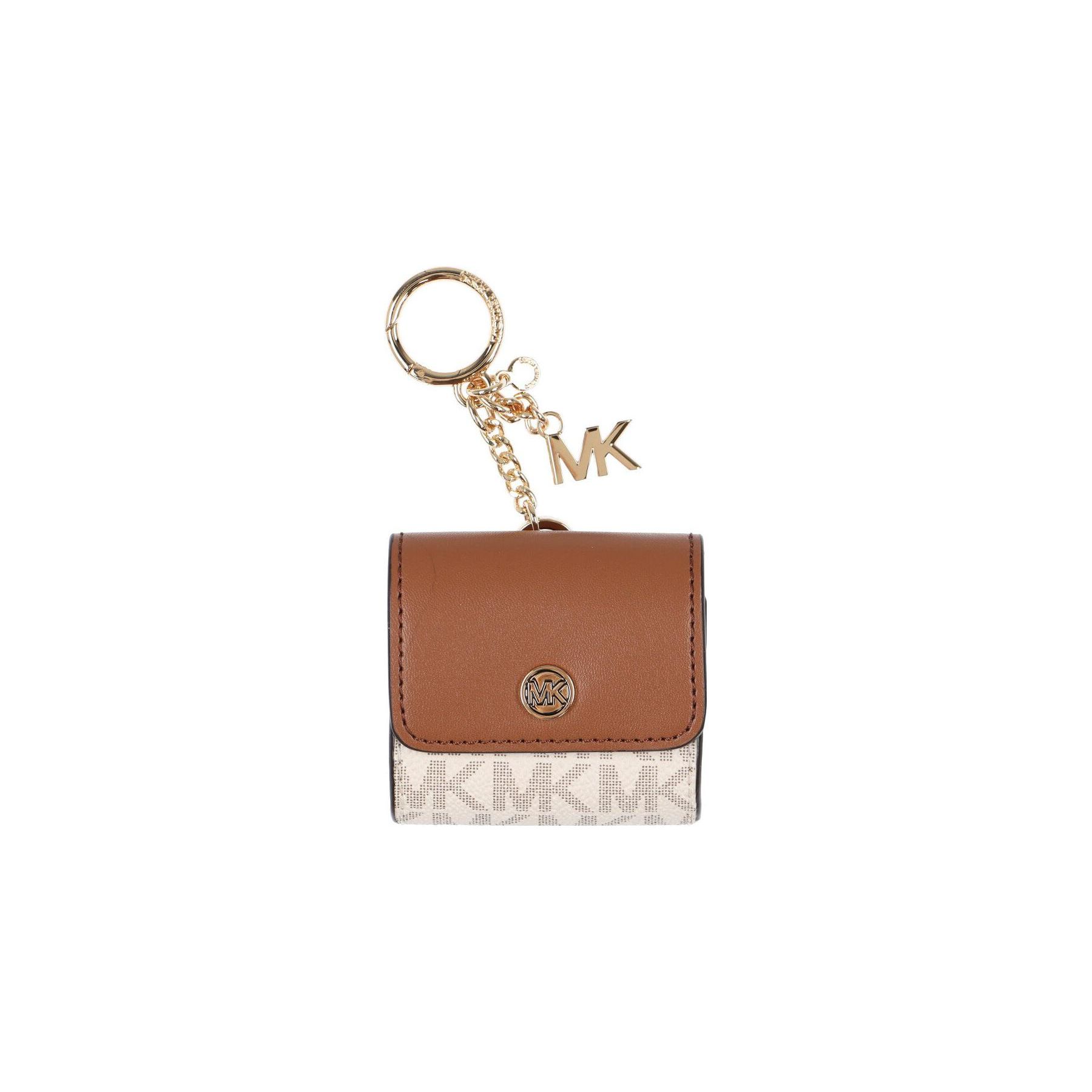Michael Kors Mk Jet Set Monogram Logo Keychain Pendant Bluetooth Compatible Coated Canvas Airpods Case Women accessories 35F0GTVL0B-VANILLA Brown, Ecru, Multicolor beige