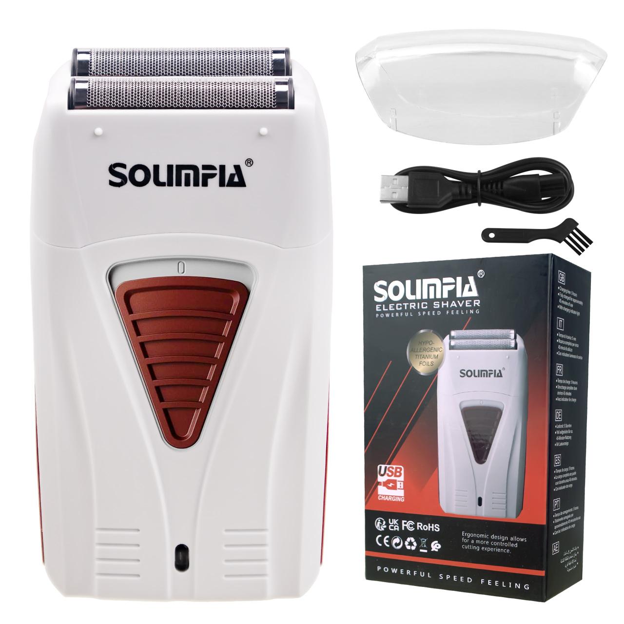 SOLIMPIA Foil Shaver Электрическая профессиональная бритва-триммер для бороды Бритва с двумя лезвиями Возвратно-поступательная бритва Smart Anti-clamp серый Solimpla