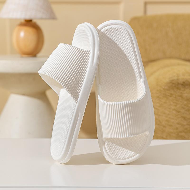 Unisex Simple Solid Color Striped Home Slippers Women Comfy EVA Flat Non Slip Bathroom Slippers Ultralight Travel Hotel Slippers Size 36-37 белый ZAZY-ZAooug-3