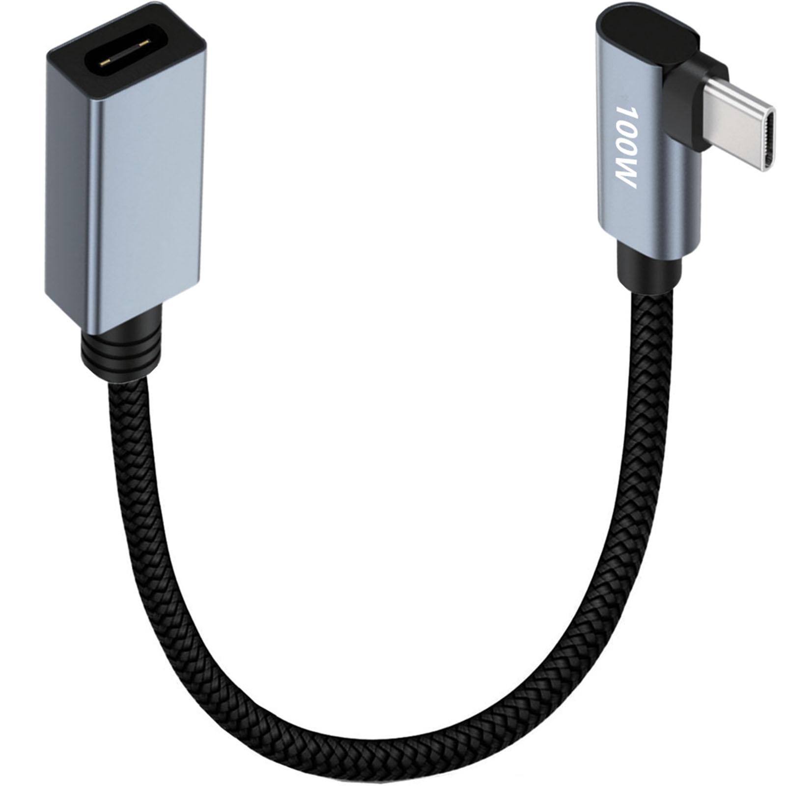 Короткий угловой удлинительный кабель USB C, удлинитель USB 3.1 Type-C 480 Мбит/с, 20 В/5 А, 100 Вт, шнур-удлинитель «папа-мама» 30CM gray Cyprinoid