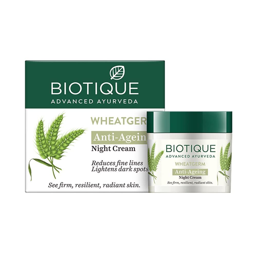 Ночной крем для лица с ростками Пшеницы (50 г), Bio Wheatgerm Night Cream,  Biotique 50g blue