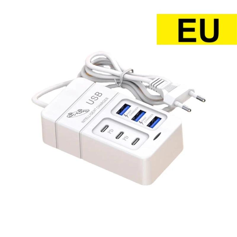 35 Вт PD Type C Быстрая зарядка Многопортовое USB-зарядное устройство Быстрые настенные зарядные устройства USB-концентратор Адаптер для мобильного телефона EU US Plug USB-зарядное устройство Type C 3PD+3USB EU Plug YJMP