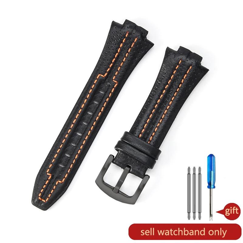 Ремешки для часов из натуральной кожи, совместимые с Seiko sportura SNL029P2 SNL021P1 SNA595P2 SNL017P1 Браслет 15X27MM 27x15mm black Solsticef