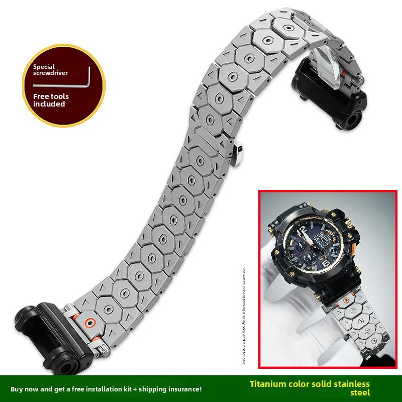 Для Casio -SHOCK 5410 GPW-1000 GPW1000 Серии Модифицированный Нержавеющая Сталь Ремешок мужской Металлический Браслет часовой ремешок Аксессуары инструменты For GPW-1000 series gray Solsticef